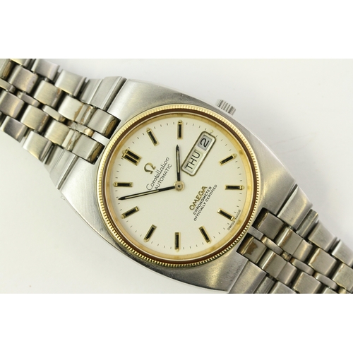 22 - VINTAGE OMEGA CONSTELLATION AUTOMATIC 168.0054 CIRCA 1972, circular silver dial with baton hour mark... 