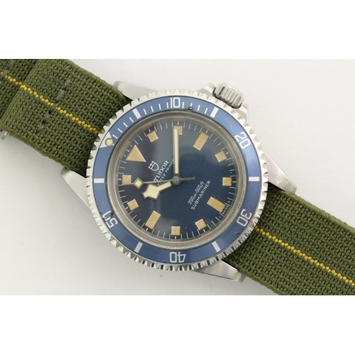 30 - VERY RARE TUDOR SUBMARINER MARINE NATIONALE REF 94010 CIRCA 1978, circular blue dial with patina hou... 