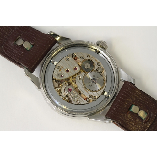 301 - VINTAGE TUDOR OYSTER DEVON CIRCA 1947, circular silver patina dial with arabic numeral hour markers,... 