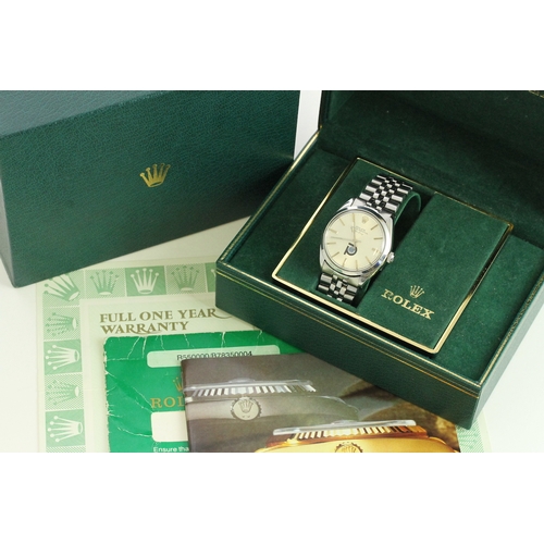 313 - VINTAGE ROLEX AIR KING 5500 POOL INTAIRDRIL BOX AND PAPERS 1977, circular silver dial with baton hou... 