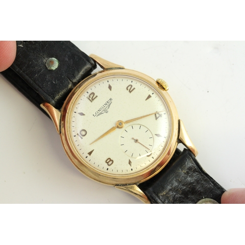 18CT VINTAGE LONGINES AUTOMATIC circular cream dial with arabic