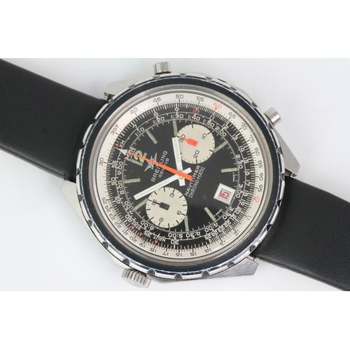 337 - VINTAGE BREITLING 1806 LEFT HANDED NAVITIMER CIRCA 1970, black dial with outer tracks, twin subsidia... 