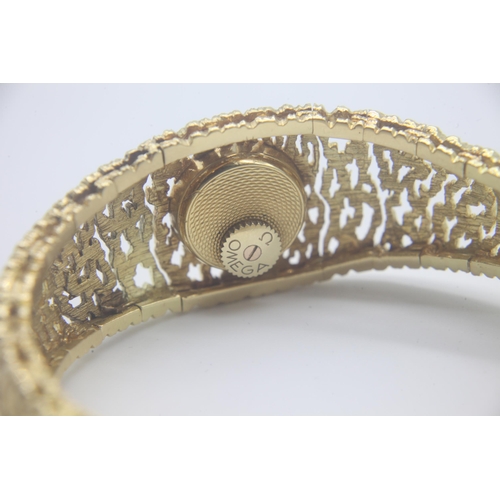 340 - Vintage 18ct gold omega ladies wrist watch thought to be designed by GIlbert and ALbert . Measureâ€™... 