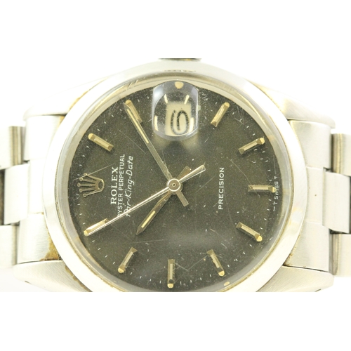 46 - ROLEX OYSTER PERPETUAL AIR KING DATE REFERENCE 5500, black dial with baton hour markers, date apertu... 