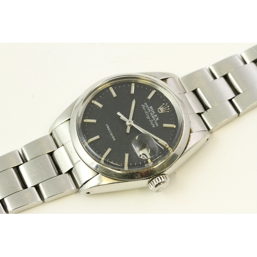 46 - ROLEX OYSTER PERPETUAL AIR KING DATE REFERENCE 5500, black dial with baton hour markers, date apertu... 