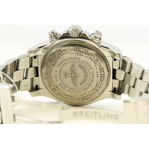 50 - BREITLING DIAMOND SET AUTOMATIC REFERENCE A13370, black dial, Arabic numerals, Diamond set bezel, 51... 