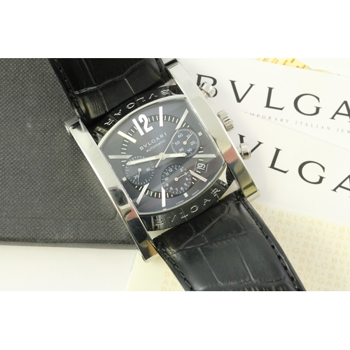 60 - BVLGARI ASSIOMA CHRONOGRAPH AUTOMATIC REFERENCE AA 48 S CH / L1152 WITH PAPERS, black cushion dial, ... 