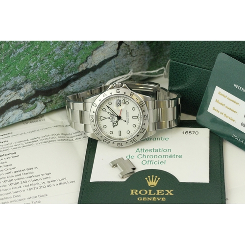 25 - ROLEX EXPLORER II 'POLAR' 16570 BOX AND PAPERS 2003 *ROLEX SERVICE*, circular polar white dial with ... 