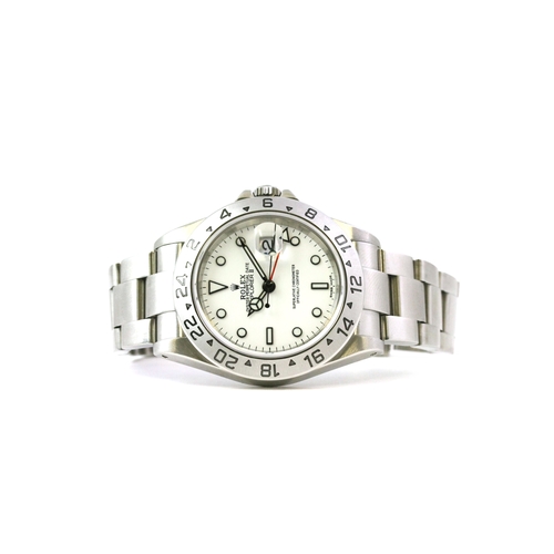 25 - ROLEX EXPLORER II 'POLAR' 16570 BOX AND PAPERS 2003 *ROLEX SERVICE*, circular polar white dial with ... 