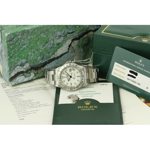 25 - ROLEX EXPLORER II 'POLAR' 16570 BOX AND PAPERS 2003 *ROLEX SERVICE*, circular polar white dial with ... 