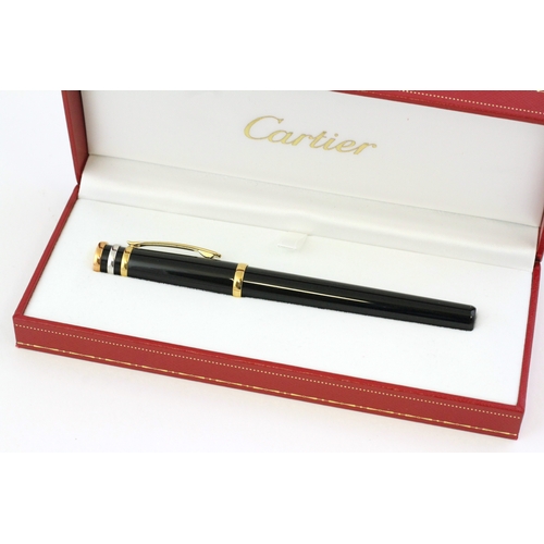 291 - TRINITY DE CARTIER TRINITY BALLPOINT PEN, 052063, wIth box and papers, black case with rose, white a... 