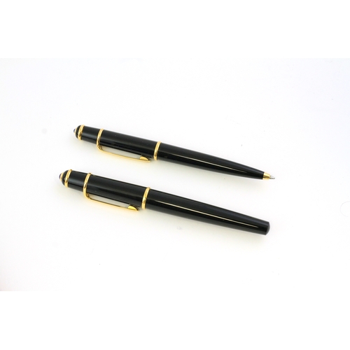 292 - DIABOLO DE CARTIER 2X PEN AND WALLET SET, fountain pen, black with gold detail, cabochon set lid, ma... 