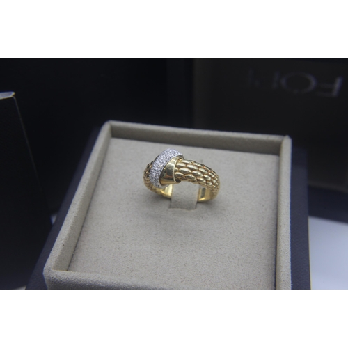 320 - Fine 18ct gold Italian FOPE designer 20 pt diamond ring. Orignal box and papers . Signed made in Ita... 