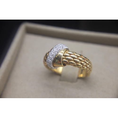 320 - Fine 18ct gold Italian FOPE designer 20 pt diamond ring. Orignal box and papers . Signed made in Ita... 