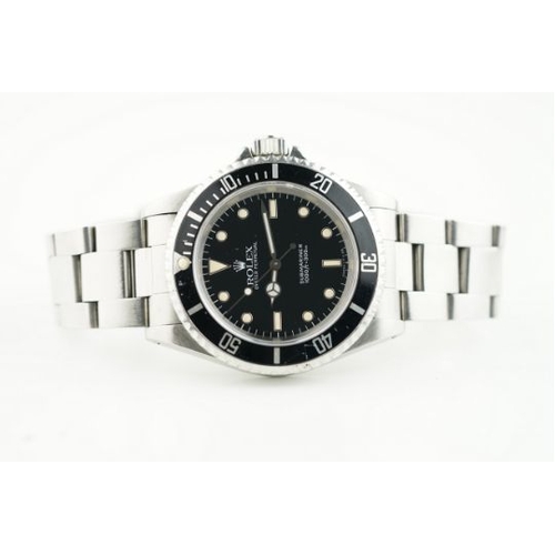 57 - ROLEX OYSTER PERPETUAL SUBMARINER '2 LINER' NON DATE WRISTWATCH W/ GUARANTEE PAPERS REF. 14060 CIRCA... 