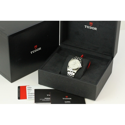 222 - RARE TUDOR PRINCE DATE-DAY 76200 BOX AND PAPERS 2020, circular silver linen dial with applied hour m... 