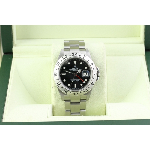 229 - ROLEX EXPLORER II 16570 BOX AND PAPERS 2007 *RECENT ROLEX SERVICE*, circular gloss black dial with a... 