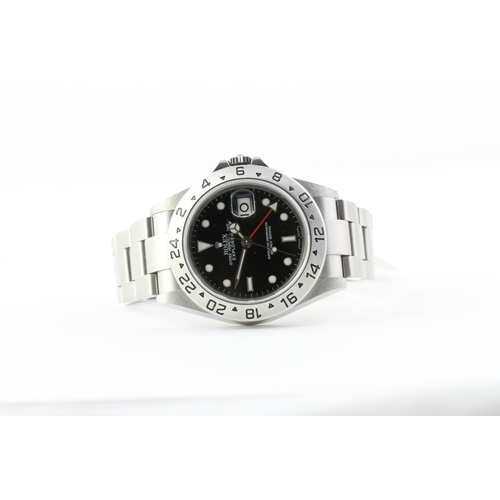 229 - ROLEX EXPLORER II 16570 BOX AND PAPERS 2007 *RECENT ROLEX SERVICE*, circular gloss black dial with a... 