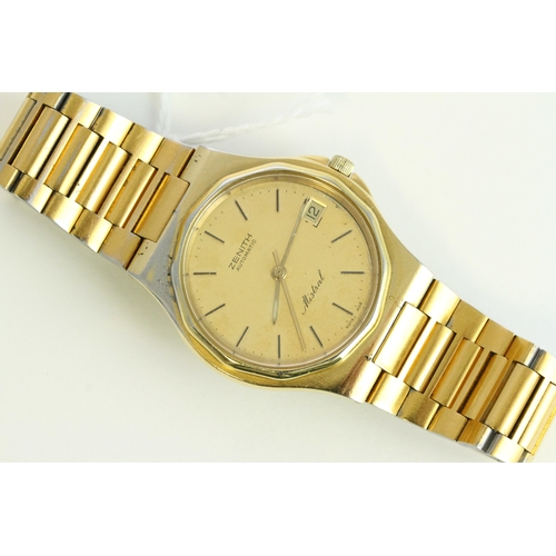 281 - ZENITH MISTRAL AUTOMATIC GOLD PLATED WRISTWATCH, circular champagne patina dial with baton hour mark... 