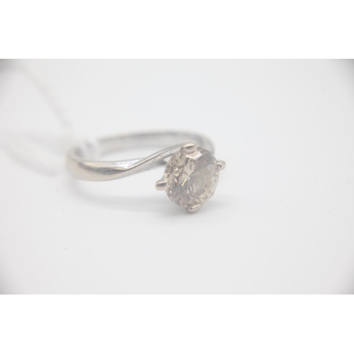 1008 - Fine 18ct white gold 1.75 carat estimated fancy brown diamond solitaire ring. Set in white gold and ... 