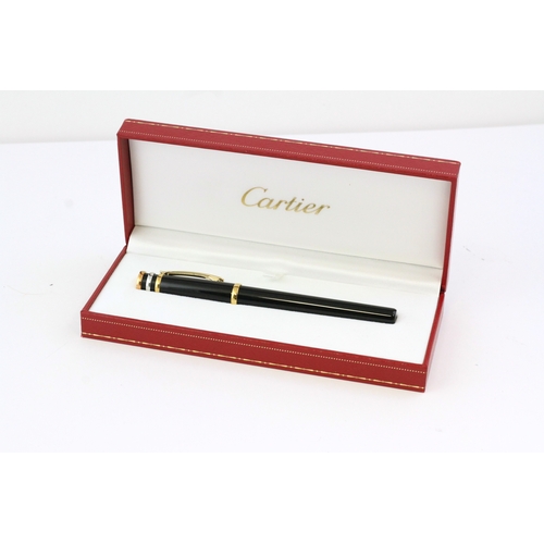 1021 - TRINITY DE CARTIER TRINITY BALLPOINT PEN, 052063, wIth box and papers, black case with rose, white a... 