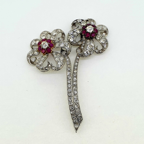 1235 - Ruby and diamond spray brooch
c1950