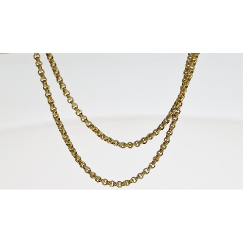 1288 - Antique georgian 8ct gold chain , measures 16 inches in length . Weights 21 grams