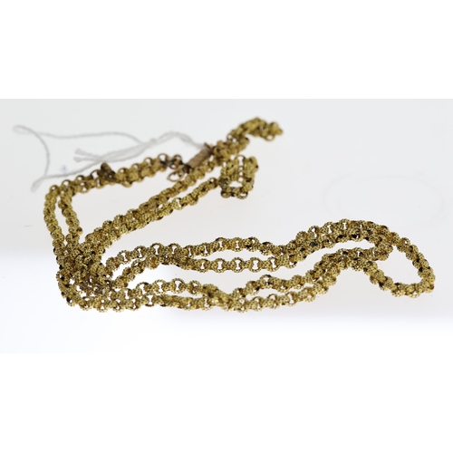 1288 - Antique georgian 8ct gold chain , measures 16 inches in length . Weights 21 grams