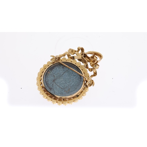 1292 - Antique 18ct gold natural seedpearls and enamel miniature locket pendant brooch . Set in 18ct gold. ... 