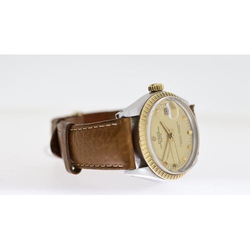 13 - UNUSUAL ROLEX OYSTER PERPETUAL DATE REFERENCE 1505  CIRCA 1972 WITH PAPERS & RARE CHAMPAGNE BLOCK MA... 