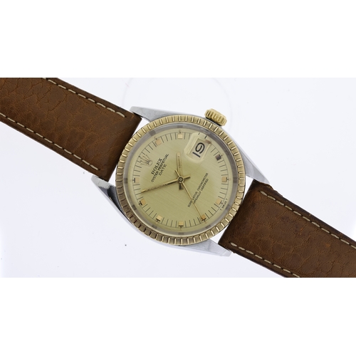 13 - UNUSUAL ROLEX OYSTER PERPETUAL DATE REFERENCE 1505  CIRCA 1972 WITH PAPERS & RARE CHAMPAGNE BLOCK MA... 