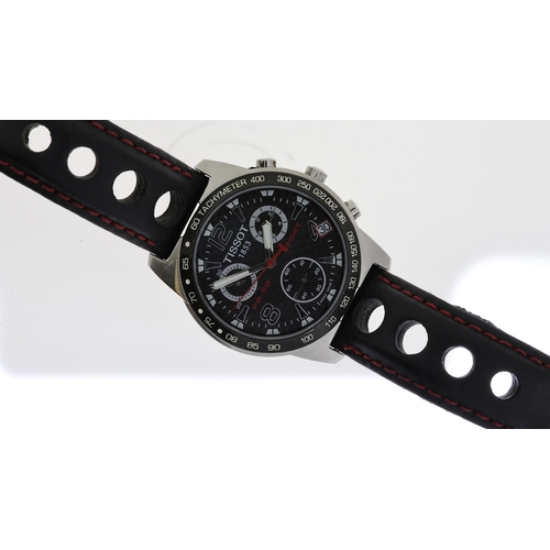 133 - TISSOT PR 50 SPORT NASCAR SPECIAL EDITION, black dial, red detail, chronograh, black bezel, leather ... 