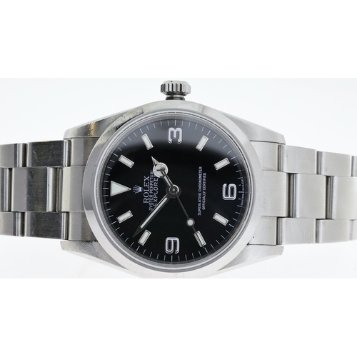 16 - ROLEX EXPLORER REFERENCE 114270 CIRCA 2009, circular gloss black dial with applied baton hour marker... 