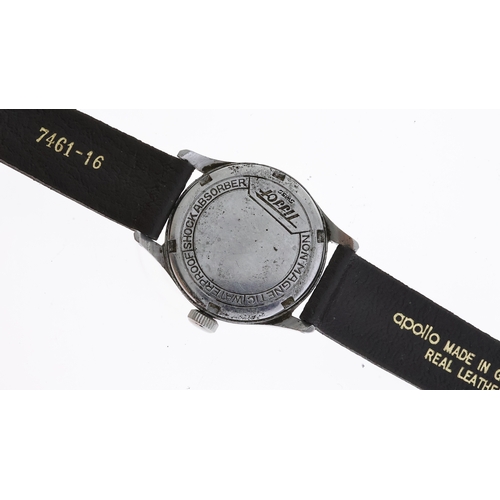 195 - VINTAGE TISSOT MILITARY WRIST WATCH, circular cream patina dial with arabic numeral hour markers, su... 