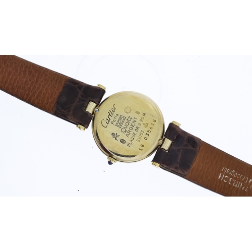 2 - *TO BE SOLD WITHOUT RESERVE* MUST DE CARTIER WITH CARTIER SERVICE DOCUMENT, circular dark brown 'spi... 