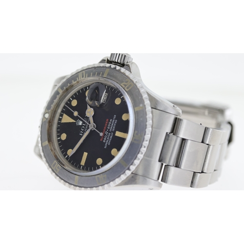 20 - VINTAGE ROLEX SUBMARINER 'RED LINE' 1680 WITH SERVICE PAPERS CIRCA 1972,  circular black MK4 dial wi... 