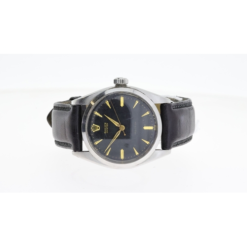 207 - VINTAGE ROLEX OYSTER PRECISION REFERENCE 6422 CIRCA 1958, circular black dial with gold dagger hour ... 