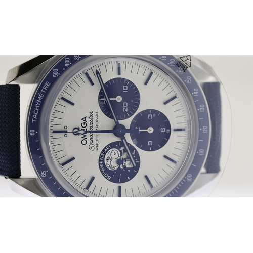 21 - UNWORN OMEGA SPEEDMASTER SILVER SNOOPY AWARD 50TH ANNIVERSARY 2022, circular 925 silver dial with ba... 