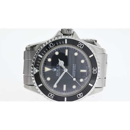 215 - VINTAGE ROLEX SUBMARINER 5513 CIRCA 1970, circular gloss black service dial with applied hour marker... 