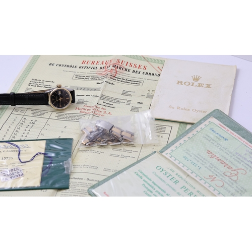 23 - ROLEX LADY DATEJUST 26 REFERENCE 6517 WITH PAPERS 1969, circular gloss black dial with patina, baton... 