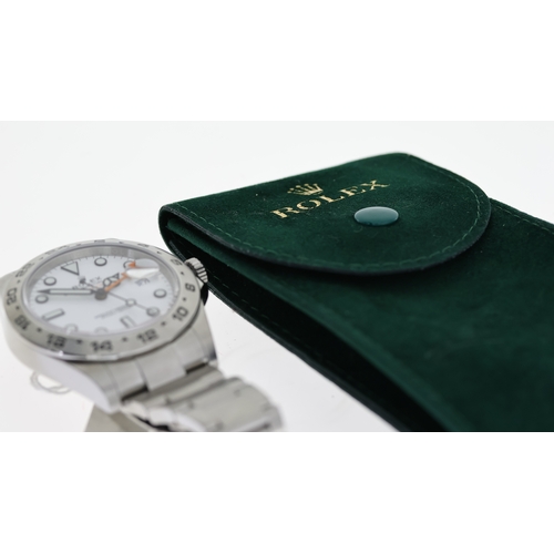 24 - ROLEX EXPLORER II POLAR 216570 BOX AND PAPERS 2018, circular polar white dial with applied hour mark... 