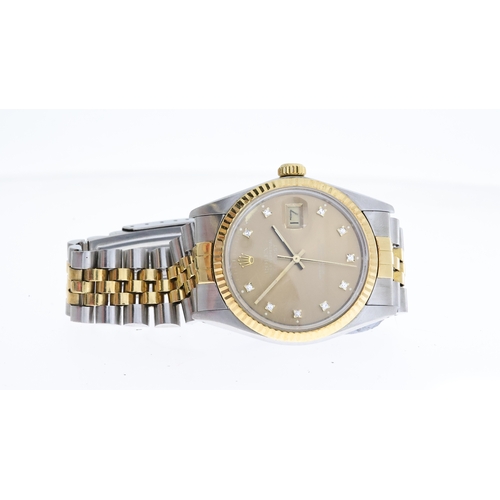 241 - ROLEX DATEJUST DIAMOND DOT DIAL 16013 CIRCA 1987, circular champagne dial with diamond dot hour mark... 