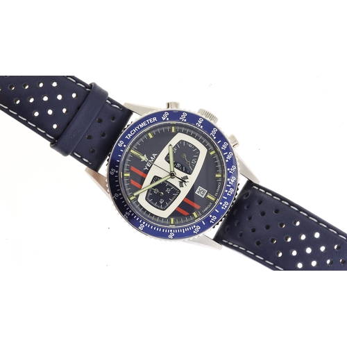 27 - UNWORN YEMA GT RALLYGRAPH BOX AND PAPERS 2020, circular blue dial with baton hour markers, chronogra... 