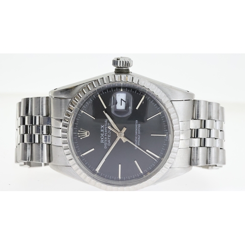 3 - ROLEX DATEJUST REFERENCE 16030 CIRCA 1983, circular gloss black dial with baton hour markers, date a... 