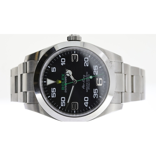 40 - ROLEX OYSTER PERPETUAL AIR KING REFERENCE 116900, circular black dial with arabic numeral hour marke... 