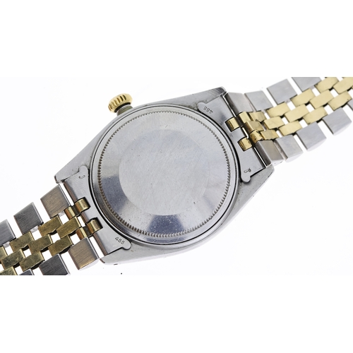 41 - VINTAGE ROLEX DATEJUST STEEL AND GOLD 1601 CIRCA 1974, circular grey dial with baton hour markers, g... 