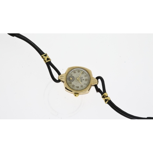 46 - 9CT LADIES WRIST WATCH, movement has been replaced with a quartz movement, not running. *originally ... 