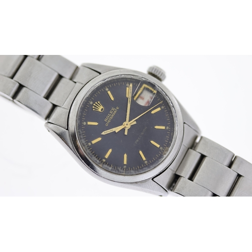 47 - VINTAGE ROLEX OYSTERDATE PRECISION REFERENCE 6266 CIRCA 1953, circular black patina dial with baton ... 