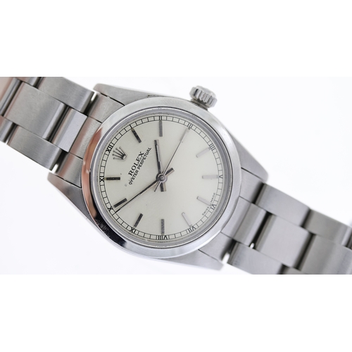 52 - ROLEX OYSTER PERPETUAL REFERENCE 67480 CIRCA 1991, circular silver dial with baton hour markers, rom... 