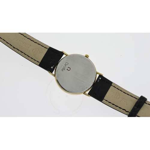 66 - OMEGA DE VILLE QUARTZ WRISTWATCH, circular cream dial with roman numeral hour markers, 31mm gold pla... 